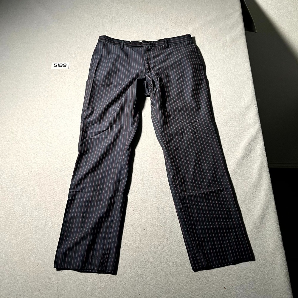 Womens Dress Pants 35‎ Multicolor Striped Flat Front Streetwear Straight Leg
